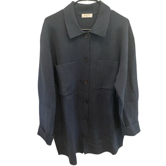 Babaton Womens Society Sweater Knit Size Large Navy Blue Jacket Schaket Aritzia - Picture 4 of 12